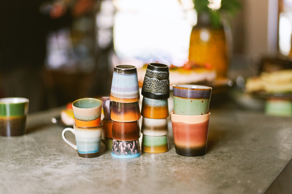 Retro keramik espressokopper, 4 stk - Multi